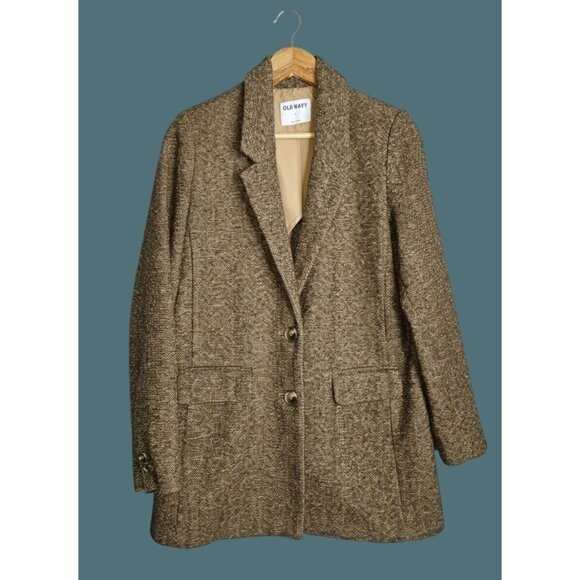 2/$35 Old Navy Wool Blend Tweed Single Breasted 2 Button Blazer Women Size Small - Picture 1 of 9